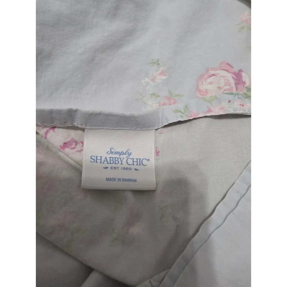 Simply Shabby Chic Floral Pillow Shams Cases Cotton Pink Blue Rose Buds Standard